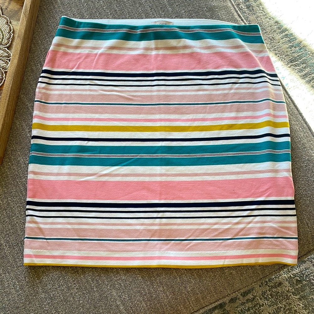 LOFT Striped Pencil Skirt in Pink, Teal, Yellow, Black & White